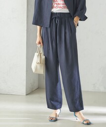SHIPS Primary Navy Label:麻 レーヨン イージー パンツ