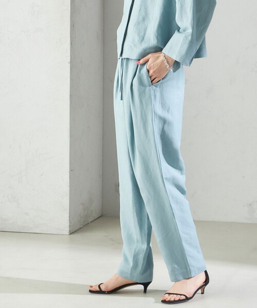 SHIPS(シップス)の「SHIPS Primary Navy Label:麻 レーヨン イージー パンツ(その他パンツ・レディース・ブラック/ミント/キャメル/ライトブルー/ベージュ/ネイビー・36/38)」の4枚目の写真