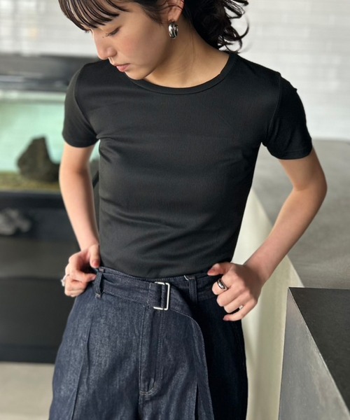 セール】カラー ミニT リブ タイトトップス（Tシャツ/カットソー