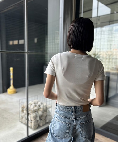 Kotoe(コトエ)の「カラー ミニT リブ タイトトップス(Tシャツ/カットソー・レディース・ブラック/ホワイト/ピンク/ライム・FREE)」の11枚目の写真