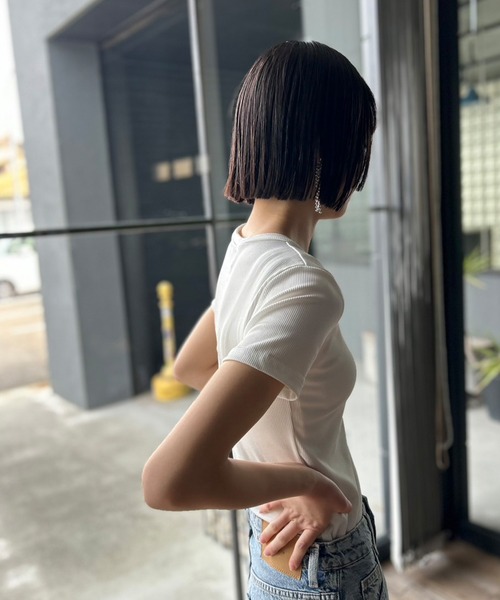 Kotoe(コトエ)の「カラー ミニT リブ タイトトップス(Tシャツ/カットソー・レディース・ブラック/ホワイト/ピンク/ライム・FREE)」の10枚目の写真