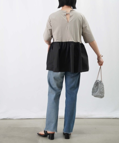 LUCA/LADY LUCK LUCA（ルカ/レディラックルカ）の「LC/LLL ペプラム切替カットソー / ペプラムデザインTee（Tシャツ/カットソー・レディース・グレイッシュベージュ/ブラック/オフホワイト・FREE）」の13枚目の写真