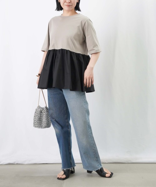 LUCA/LADY LUCK LUCA（ルカ/レディラックルカ）の「LC/LLL ペプラム切替カットソー / ペプラムデザインTee（Tシャツ/カットソー・レディース・グレイッシュベージュ/ブラック/オフホワイト・FREE）」の10枚目の写真