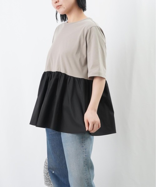 LUCA/LADY LUCK LUCA（ルカ/レディラックルカ）の「LC/LLL ペプラム切替カットソー / ペプラムデザインTee（Tシャツ/カットソー・レディース・グレイッシュベージュ/ブラック/オフホワイト・FREE）」の11枚目の写真