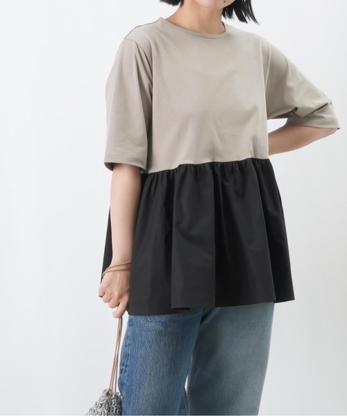 LUCA/LADY LUCK LUCA（ルカ/レディラックルカ）の「LC/LLL ペプラム切替カットソー / ペプラムデザインTee（Tシャツ/カットソー・レディース・グレイッシュベージュ/ブラック/オフホワイト・FREE）」の9枚目の写真