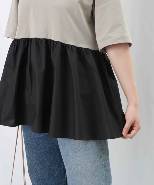 LUCA/LADY LUCK LUCA（ルカ/レディラックルカ）の「LC/LLL ペプラム切替カットソー / ペプラムデザインTee（Tシャツ/カットソー・レディース・グレイッシュベージュ/ブラック/オフホワイト・FREE）」の14枚目の写真