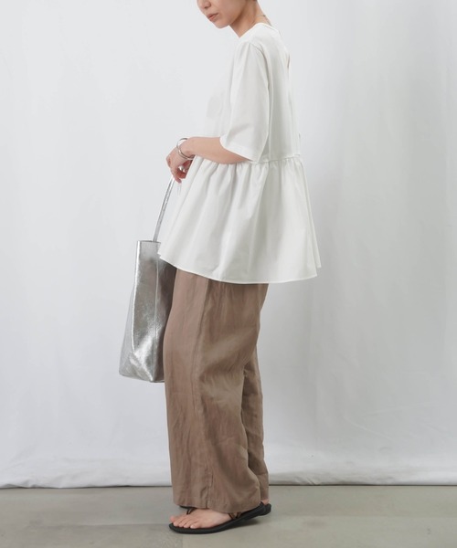 LUCA/LADY LUCK LUCA（ルカ/レディラックルカ）の「LC/LLL ペプラム切替カットソー / ペプラムデザインTee（Tシャツ/カットソー・レディース・グレイッシュベージュ/ブラック/オフホワイト・FREE）」の17枚目の写真