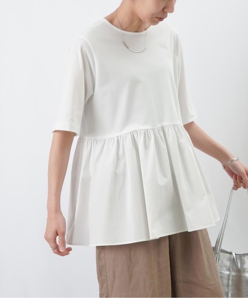 LUCA/LADY LUCK LUCA（ルカ/レディラックルカ）の「LC/LLL ペプラム切替カットソー / ペプラムデザインTee（Tシャツ/カットソー・レディース・グレイッシュベージュ/ブラック/オフホワイト・FREE）」の18枚目の写真