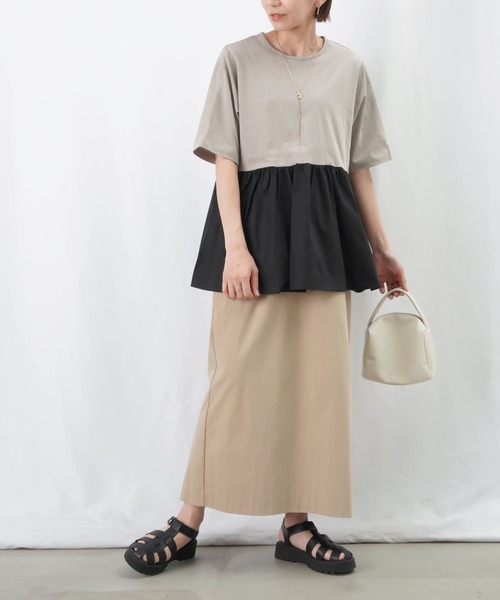 LUCA/LADY LUCK LUCA（ルカ/レディラックルカ）の「LC/LLL ペプラム切替カットソー / ペプラムデザインTee（Tシャツ/カットソー・レディース・グレイッシュベージュ/ブラック/オフホワイト・FREE）」の21枚目の写真