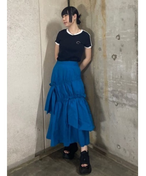 SLY（スライ）の「ASYMMETRY FRILL SK アシンメトリー フリル スカート（スカート・レディース・ターコイズブルー/ブラック/ホワイト・1/2）」の16枚目の写真
