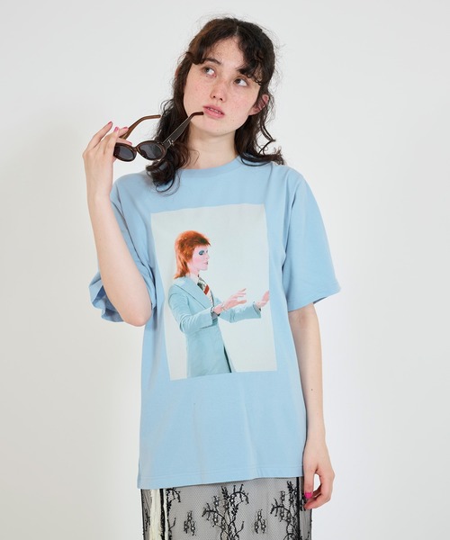 TINA:JOJUN(ティーナジョジュン)の「David Bowie ユニセックスTシャツ TINA:JOJUN(Tシャツ/カットソー・レディース・サックスブルー/クリーム・M)」の11枚目の写真