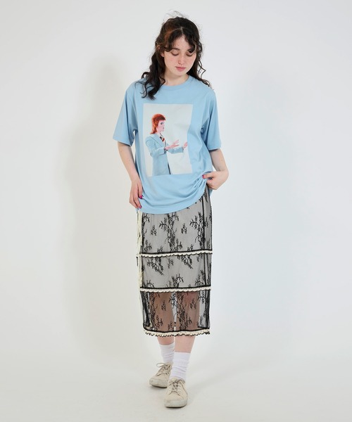 TINA:JOJUN(ティーナジョジュン)の「David Bowie ユニセックスTシャツ TINA:JOJUN(Tシャツ/カットソー・レディース・サックスブルー/クリーム・M)」の12枚目の写真