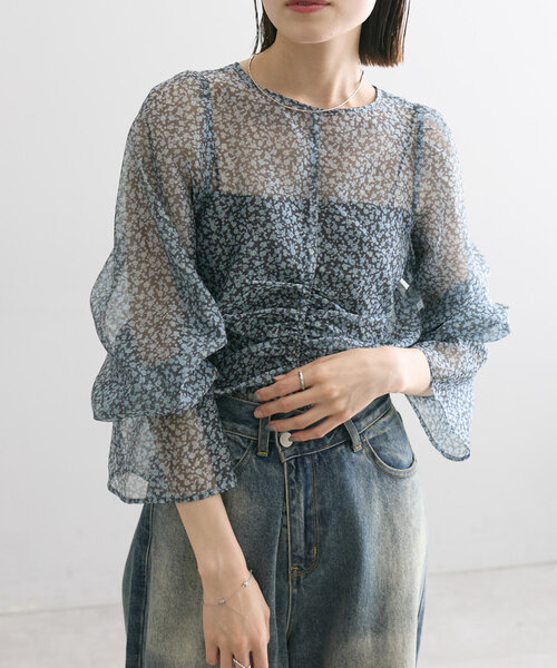 mystic（ミスティック）の「花柄シアーブラウス（シャツ/ブラウス