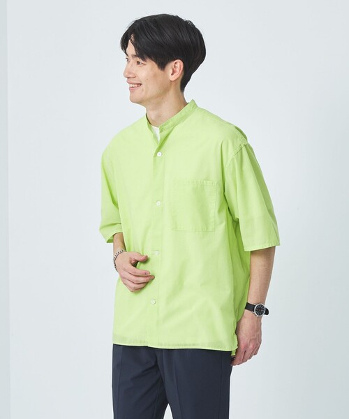 美品 YLEVE イレーヴ 3→L グラデーション バンドカラー 半袖シャツ 緑 美品 YLEVE イレーヴ 3→L グラデーション バンドカラー 半袖
