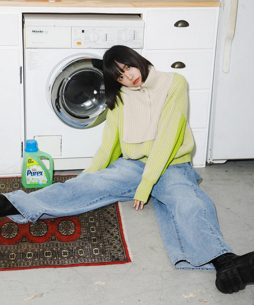 KBF(ケイビーエフ)の「『WEB/一部店舗限定カラー』レイヤードハーフZIPニット(ニット/セーター・レディース・レッド系その他/グリーン系その他/ブルー系その他/ブラック系その他・ONE)」の9枚目の写真