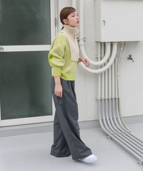 KBF(ケイビーエフ)の「『WEB/一部店舗限定カラー』レイヤードハーフZIPニット(ニット/セーター・レディース・レッド系その他/グリーン系その他/ブルー系その他/ブラック系その他・ONE)」の11枚目の写真