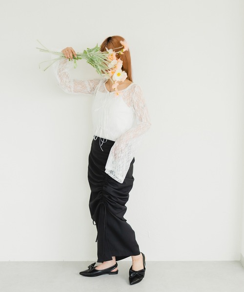 fupel（フぺル）の「フロントドロストタイトスカート（スカート・レディース・ブラック・FREE）」の2枚目の写真