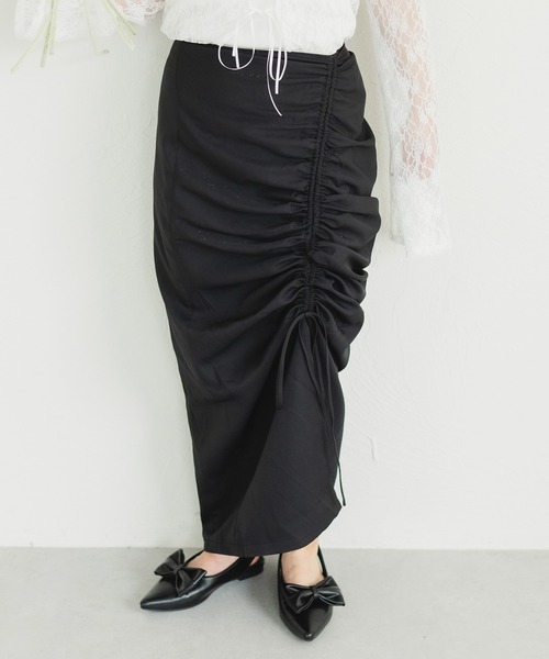 fupel（フぺル）の「フロントドロストタイトスカート（スカート・レディース・ブラック・FREE）」の3枚目の写真