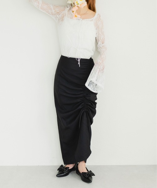 fupel（フぺル）の「フロントドロストタイトスカート（スカート・レディース・ブラック・FREE）」の10枚目の写真