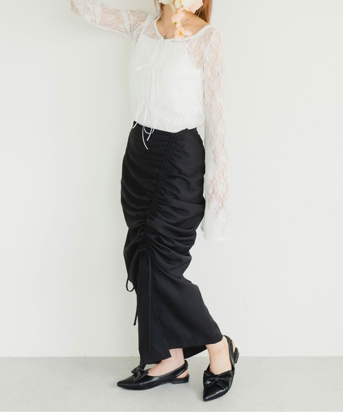 fupel（フぺル）の「フロントドロストタイトスカート（スカート・レディース・ブラック・FREE）」の11枚目の写真