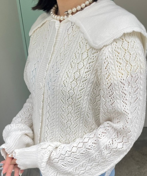 Candy Stripper(キャンディストリッパー)の「SAILOR COLLAR KNIT カーディガン(カーディガン/ボレロ・レディース・ライトグリーン/オフホワイト/ライトブルー・2)」の11枚目の写真