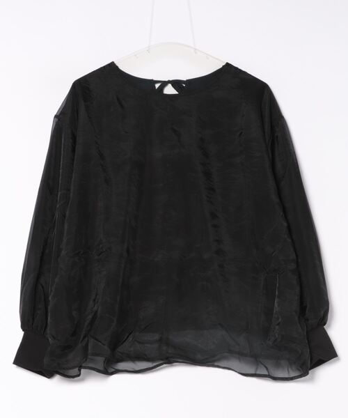STYLEBLOCK(スタイルブロック)の「バックりぼんレイヤードプルオーバー(Tシャツ/カットソー・レディース・アイボリー/ブラック/ベージュ・FREE)」の9枚目の写真