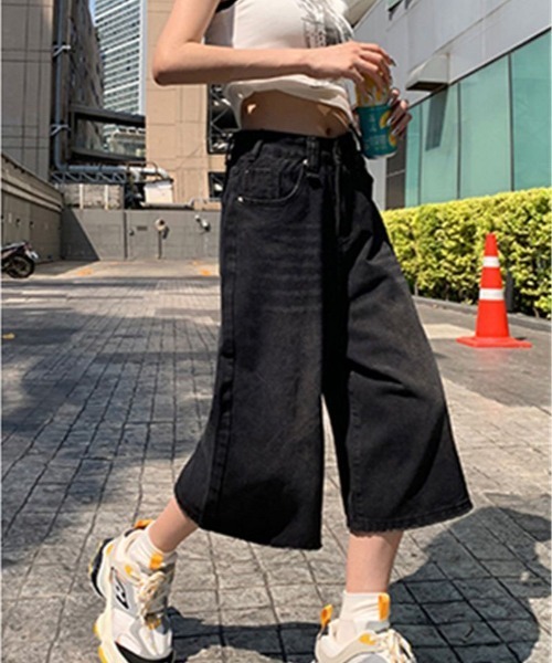 ワイドパンツ ジーンズ デニム レトロ ストリート アメリカン FreeZone ジーンズ アメリカンヴィンテージ風七分丈ワイドデニム