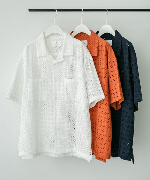 URBAN RESEARCH Sonny Label（アーバンリサーチサニーレーベル）の「レース刺繍ショートスリーブシャツ（シャツ/ブラウス・メンズ・オフホワイト/オレンジ/ネイビー・MEDIUM/LARGE）」の9枚目の写真