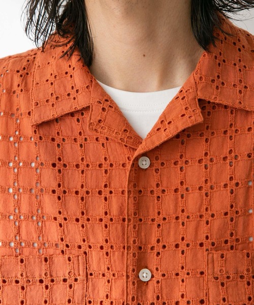 URBAN RESEARCH Sonny Label（アーバンリサーチサニーレーベル）の「レース刺繍ショートスリーブシャツ（シャツ/ブラウス・メンズ・オフホワイト/オレンジ/ネイビー・MEDIUM/LARGE）」の14枚目の写真
