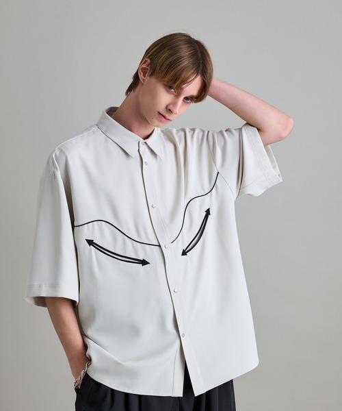 JUNRED(ジュンレッド)の「【 セットアップ対応 】ウエスタンパイピングシャツ(シャツ/ブラウス・メンズ・ホワイト/ネイビー/ブラック・L/M/S)」の2枚目の写真