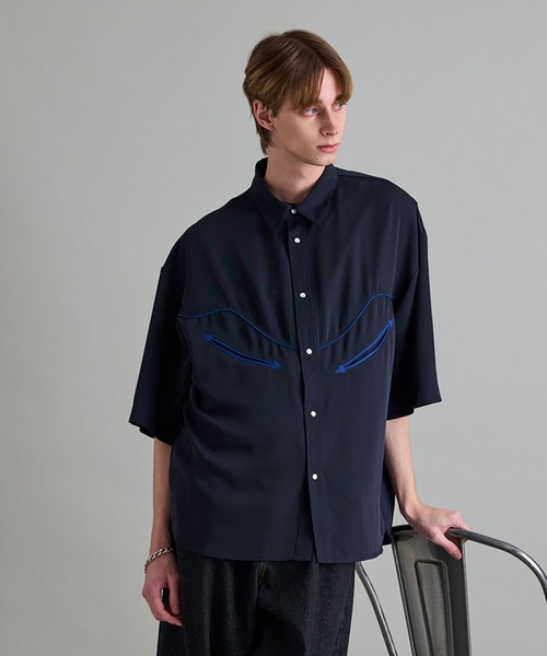 JUNRED(ジュンレッド)の「【 セットアップ対応 】ウエスタンパイピングシャツ(シャツ/ブラウス・メンズ・ホワイト/ネイビー/ブラック・L/M/S)」の5枚目の写真