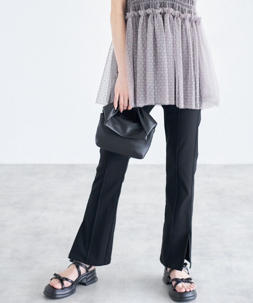 tocco closet(トッコ クローゼット)の「【ZOZO限定】サイドスリットスーパーストレッチパンツ(その他パンツ・レディース・ドット/ブラック・M)」の1枚目の写真