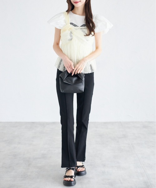 tocco closet(トッコ クローゼット)の「【ZOZO限定】サイドスリットスーパーストレッチパンツ(その他パンツ・レディース・ドット/ブラック・M)」の10枚目の写真