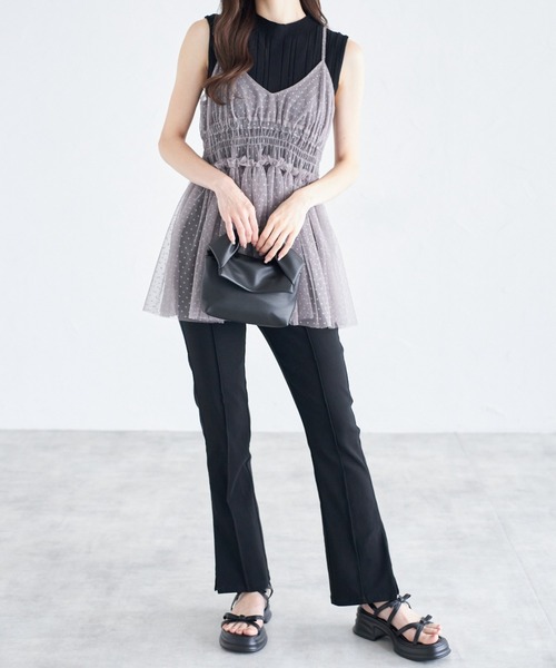 tocco closet(トッコ クローゼット)の「【ZOZO限定】サイドスリットスーパーストレッチパンツ(その他パンツ・レディース・ドット/ブラック・M)」の9枚目の写真