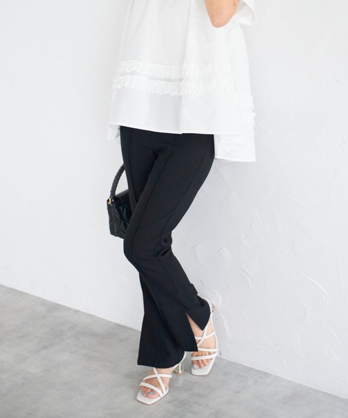 tocco closet(トッコ クローゼット)の「【ZOZO限定】サイドスリットスーパーストレッチパンツ(その他パンツ・レディース・ドット/ブラック・M)」の8枚目の写真