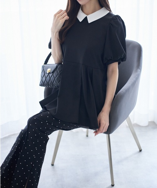 tocco closet(トッコ クローゼット)の「【ZOZO限定】サイドスリットスーパーストレッチパンツ(その他パンツ・レディース・ドット/ブラック・M)」の3枚目の写真