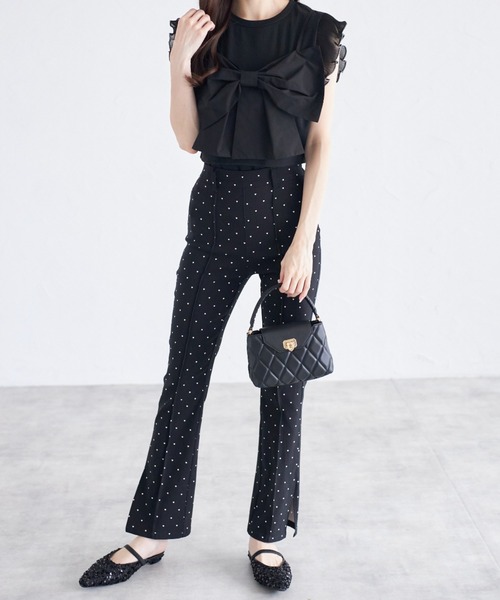 tocco closet(トッコ クローゼット)の「【ZOZO限定】サイドスリットスーパーストレッチパンツ(その他パンツ・レディース・ドット/ブラック・M)」の6枚目の写真