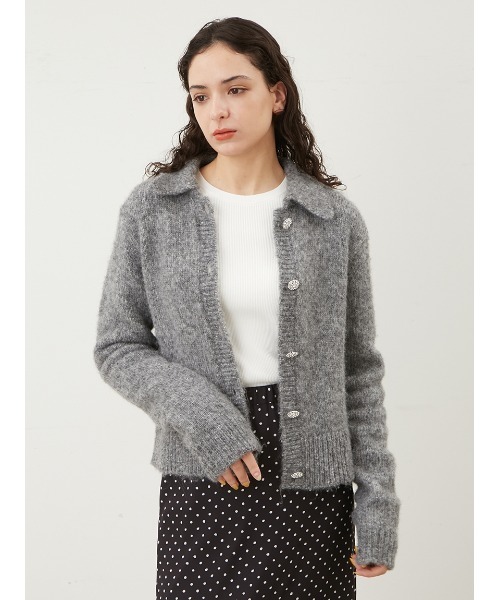 Mila Owen（ミラオーウェン）の「ビジューボタンポロニットカーディガン（カーディガン/ボレロ・レディース・グレー/ブルー/モカ/ホワイト・0/1）」の15枚目の写真