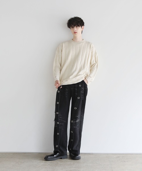 ASTRONOMY(アストロノミー)の「ヴィンテージ加工クラッシュサスペンダーデニム(デニムパンツ・メンズ・ブラック/ブルー・XL/S/M/L)」の9枚目の写真