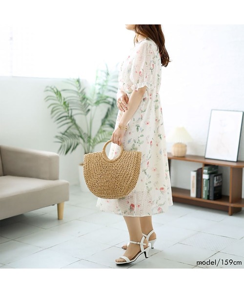Vネック花柄シフォンワンピース（ワンピース）｜GOLDJAPAN