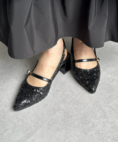 Thevon(ゼボン)の「ベルト付きアソートミュール(パンプス・レディース・グレー/シルバー/ブラック・M/L)」の1枚目の写真