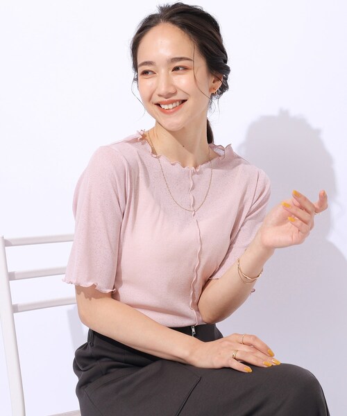 Cutie Blonde(キューティーブロンド)の「◆【レイヤードスタイルに】 シアー感を楽しむ スラブメロウトップス(Tシャツ/カットソー・レディース・ホワイト系/ブラック/ベビーピンク・02/03/04)」の3枚目の写真