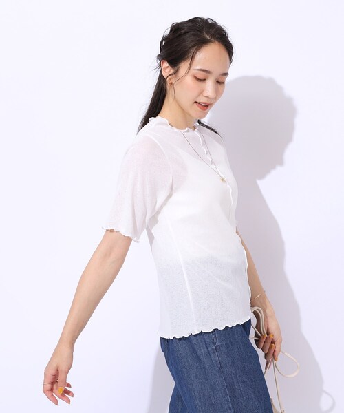 Cutie Blonde(キューティーブロンド)の「◆【レイヤードスタイルに】 シアー感を楽しむ スラブメロウトップス(Tシャツ/カットソー・レディース・ホワイト系/ブラック/ベビーピンク・02/03/04)」の4枚目の写真