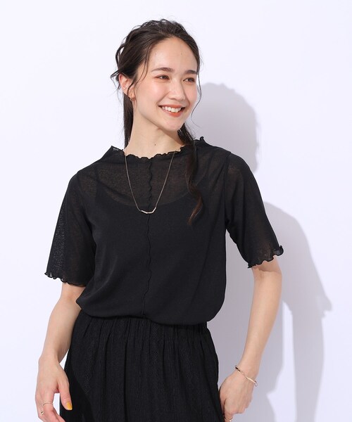 Cutie Blonde(キューティーブロンド)の「◆【レイヤードスタイルに】 シアー感を楽しむ スラブメロウトップス(Tシャツ/カットソー・レディース・ホワイト系/ブラック/ベビーピンク・02/03/04)」の7枚目の写真