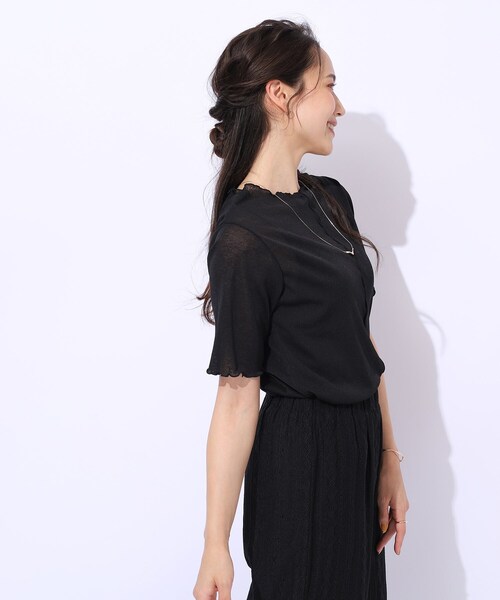 Cutie Blonde(キューティーブロンド)の「◆【レイヤードスタイルに】 シアー感を楽しむ スラブメロウトップス(Tシャツ/カットソー・レディース・ホワイト系/ブラック/ベビーピンク・02/03/04)」の8枚目の写真