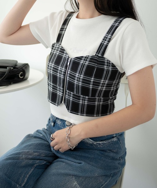 WEGO（ウィゴー）の「WEGO/ジップビスチェ（キャミソール・レディース・ブラック系その他2/杢グレー・FREE）」の6枚目の写真