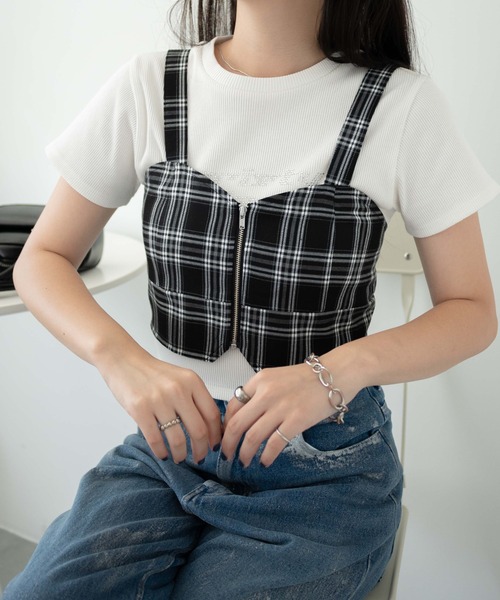 WEGO（ウィゴー）の「WEGO/ジップビスチェ（キャミソール・レディース・ブラック系その他2/杢グレー・FREE）」の7枚目の写真