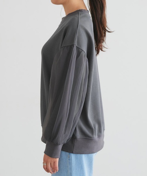 Pierrot(ピエロ)の「チュールスリーブスウェット(スウェット・レディース・ブラック系/ブラック×ブラック/グレー系/ホワイト系その他・L/M)」の8枚目の写真