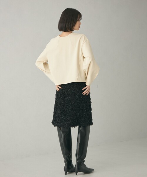 EMMEL REFINES（エメルリファインズ）の「＜EMMEL REFINES＞EM テープヤーン フェザーライク ミニスカート（スカート・レディース・ブラック/ベージュ・FREE）」の6枚目の写真