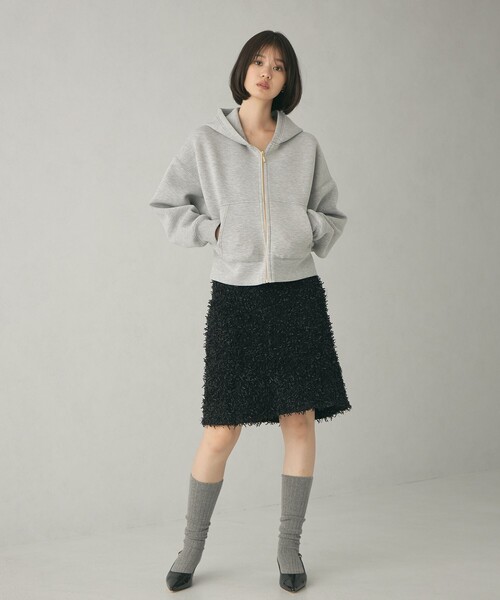 EMMEL REFINES（エメルリファインズ）の「＜EMMEL REFINES＞EM テープヤーン フェザーライク ミニスカート（スカート・レディース・ブラック/ベージュ・FREE）」の7枚目の写真